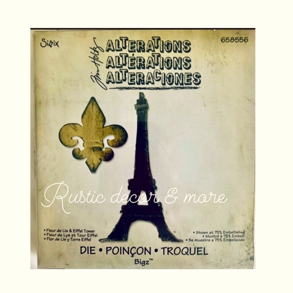 Tim Holtz Bigz Die- Fleur de Lis & Eiffel Tower  658556 *Retired - Picture 1 of 1